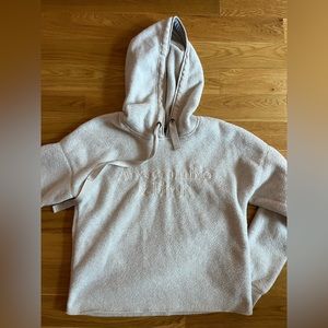 Abercrombie & Fitch fuzzy hoodie in white/beige